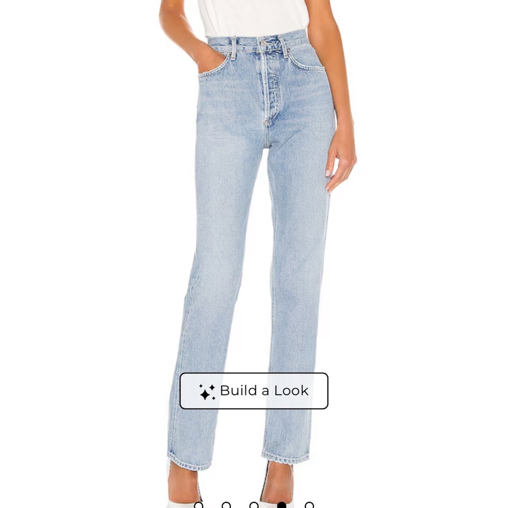Agolde High-Rise Light Blue Straight Leg Jeans